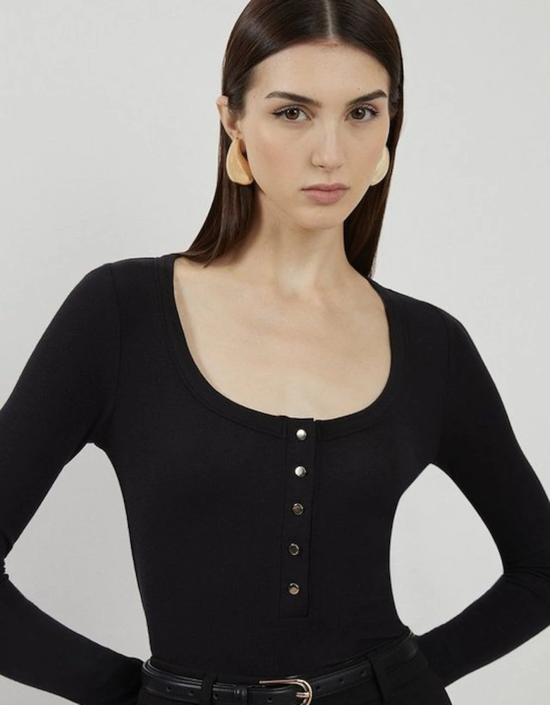 Lux Viscose Rib Jersey Long Sleeve Scoop Neck Top