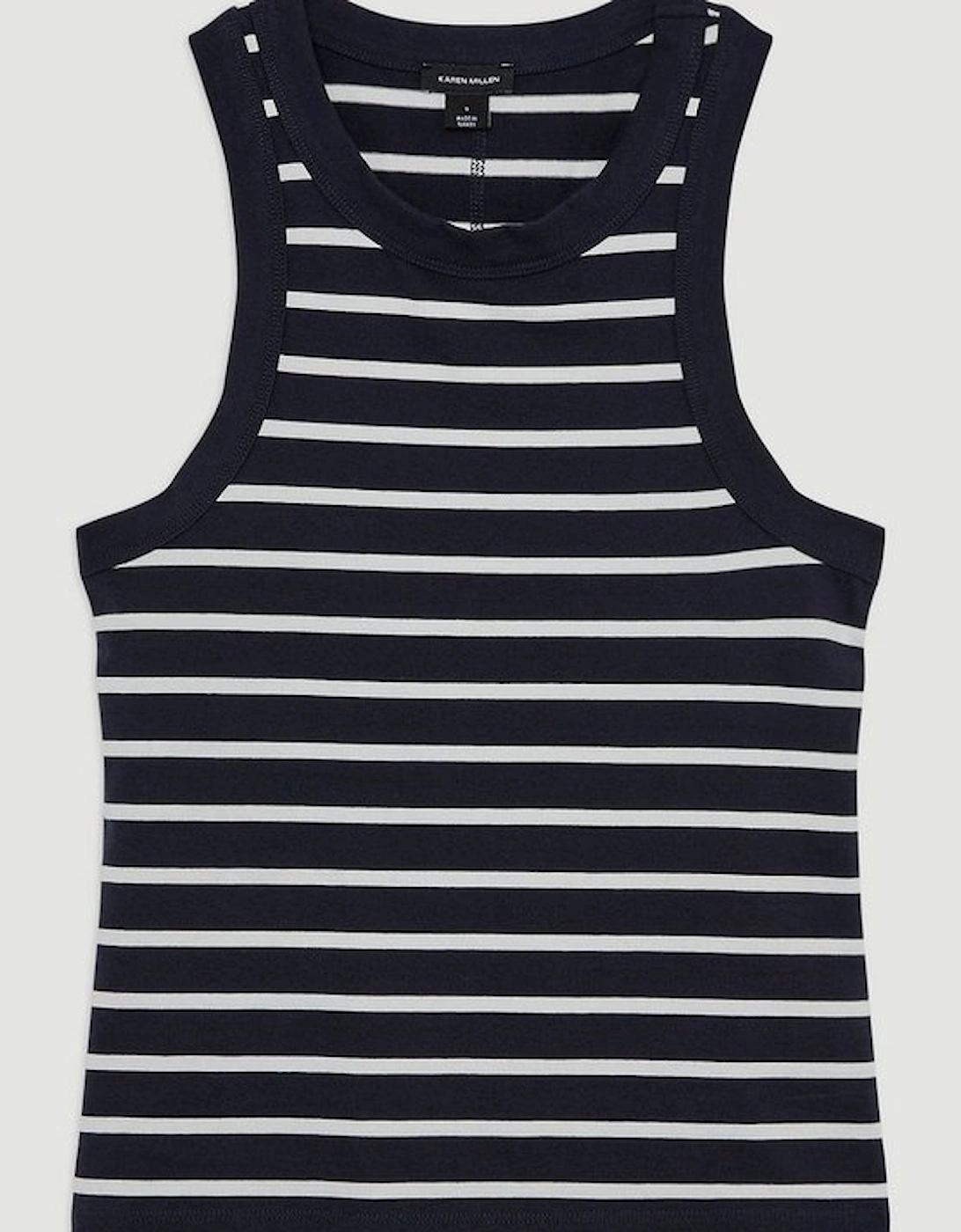 Stripe Stretch Cotton Jersey Racer Back Top