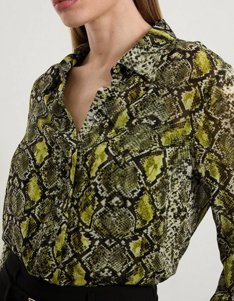 Snake Print Viscose Georgette Woven Shirt