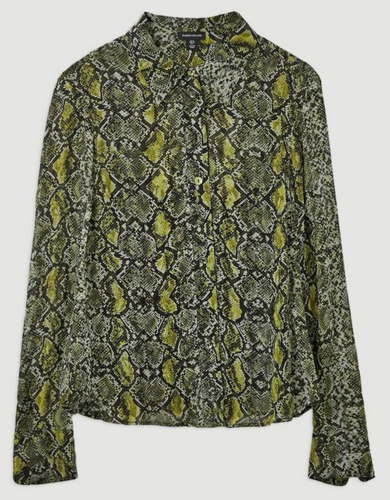 Snake Print Viscose Georgette Woven Shirt