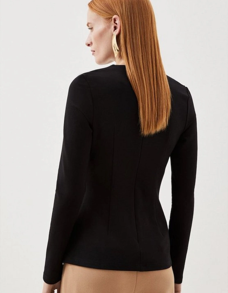 Ponte Tuck Long Sleeve Top