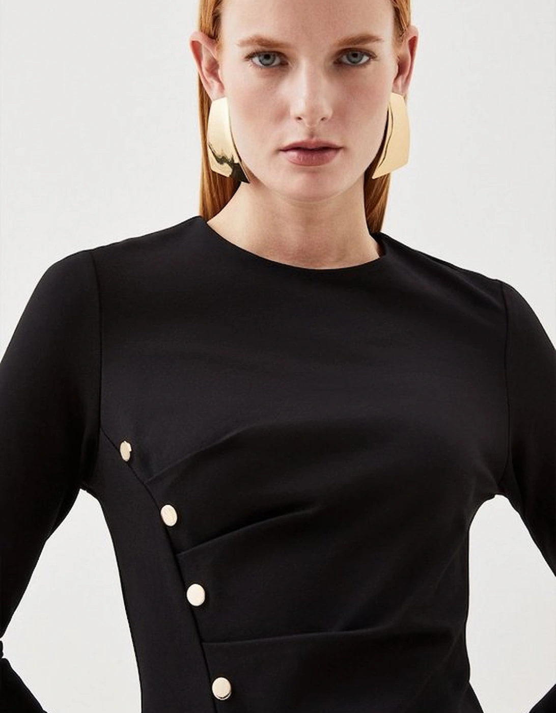 Ponte Tuck Long Sleeve Top