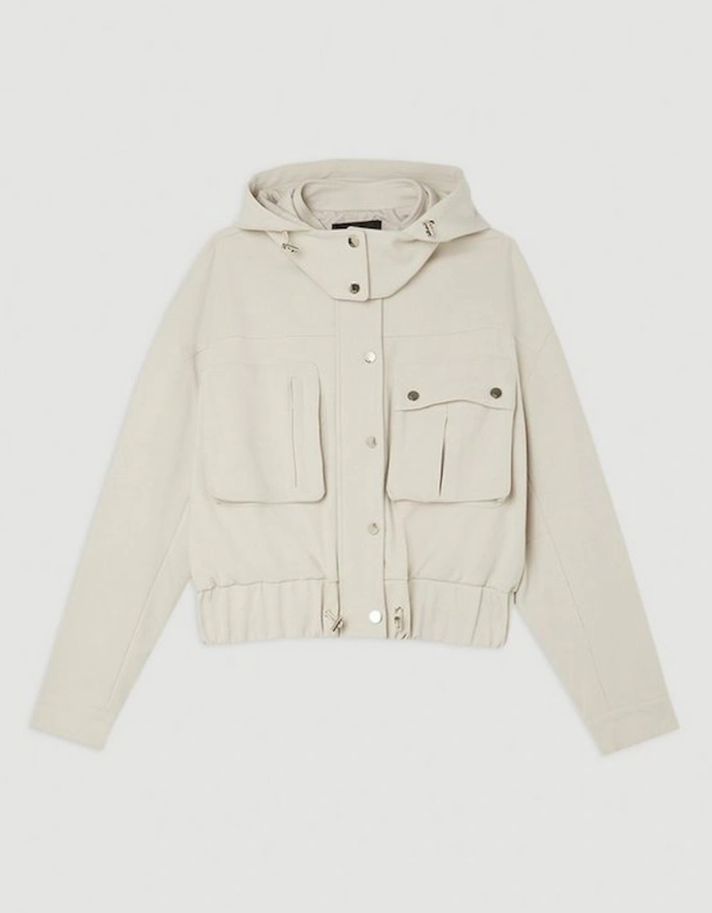 Tailored Hooded Pocket Detail Short Parka