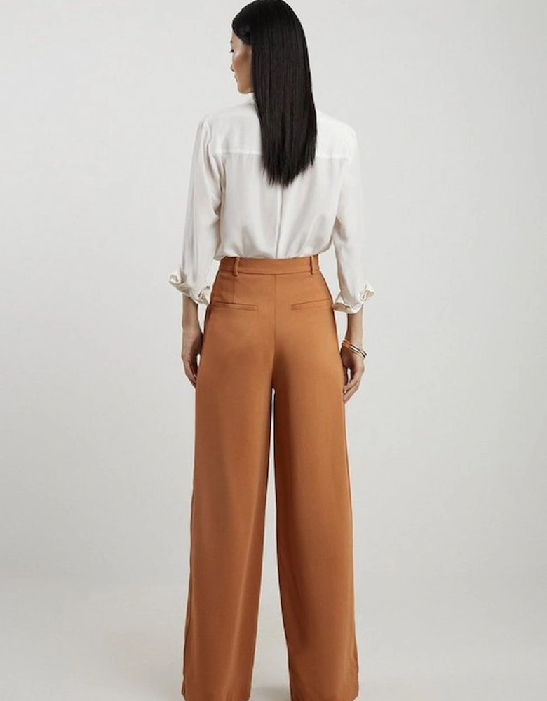 Premium Woven Viscose Crepe Wide Leg Trouser