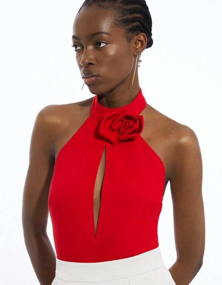 Tall Rosette Ponte Jersey Keyhole Bodysuit