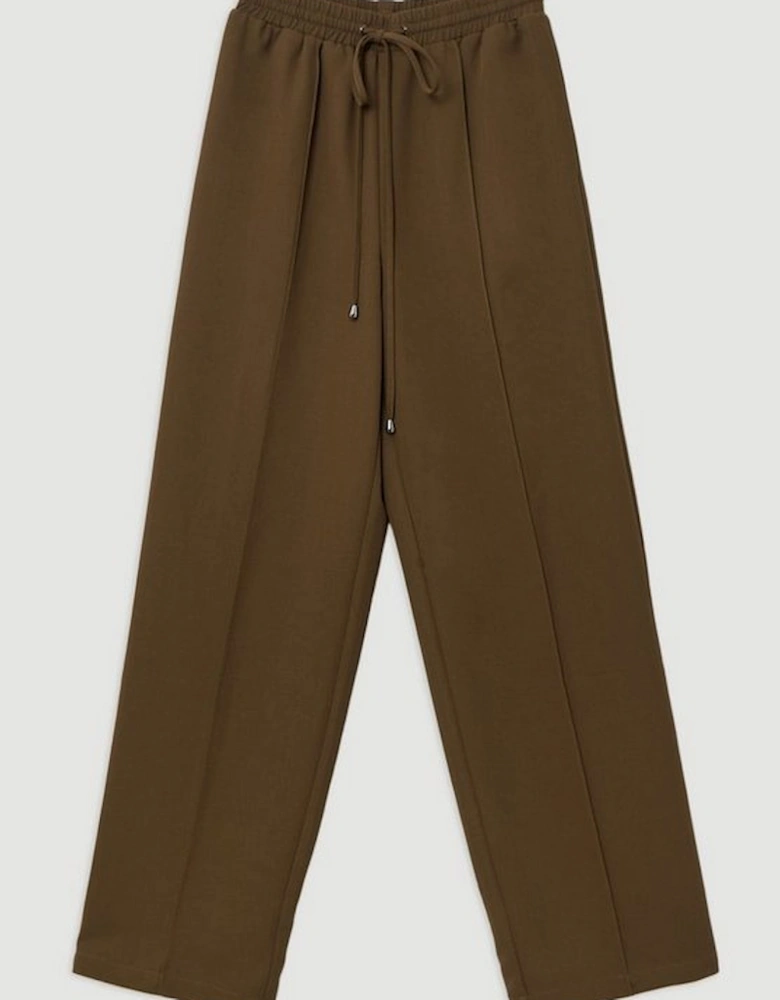 Twill Tie Waist Woven Straight Leg Trouser