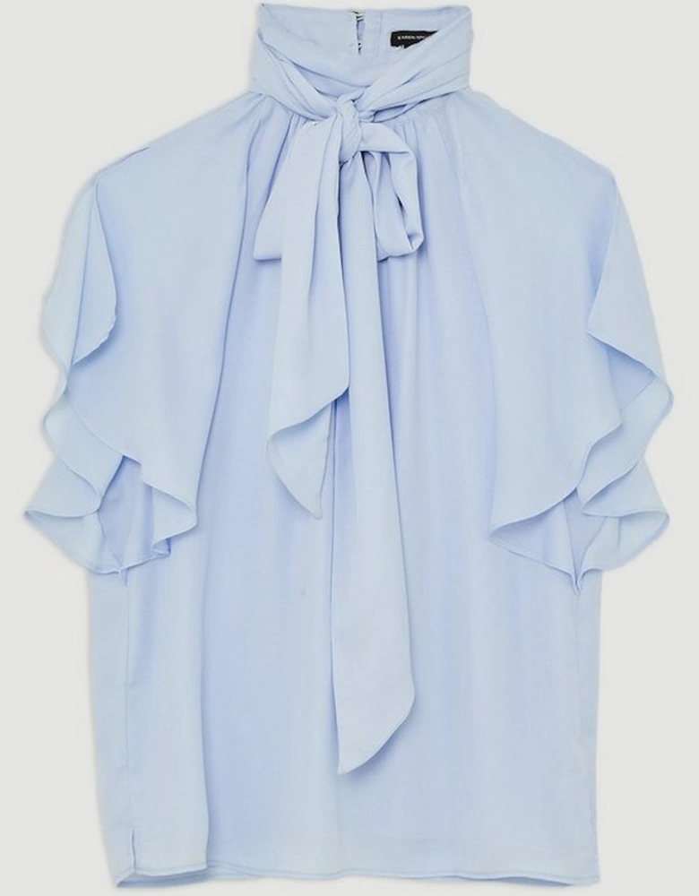 Pussy Bow Tie Woven Georgette Blouse