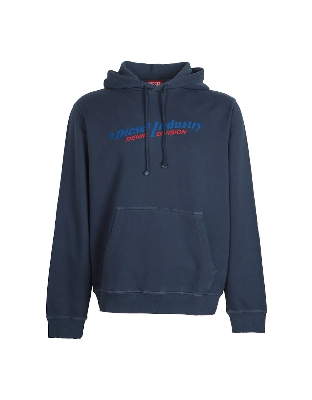 Men's Diesel Industry Denim Division Logo Navy Blue Hoodie - Size: 38
