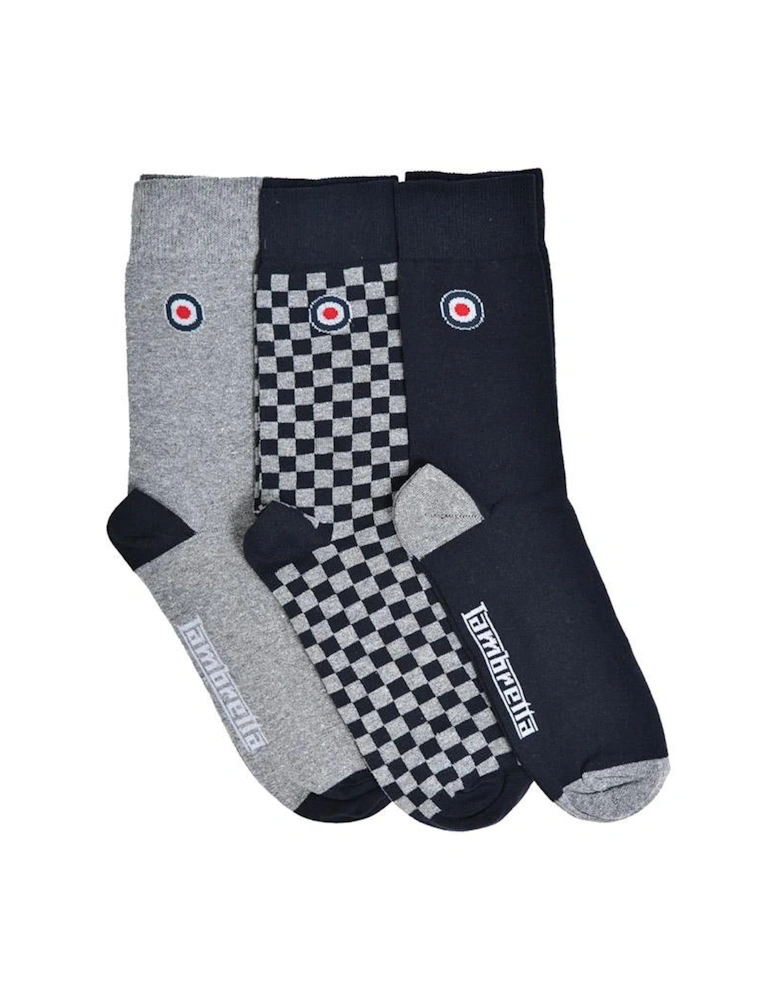 Mens Checker 3 Pack Crew Socks