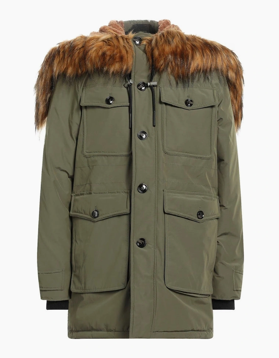 Diesel Men's Tan Green Hooded Winter Jacket  44/Regular Xxl