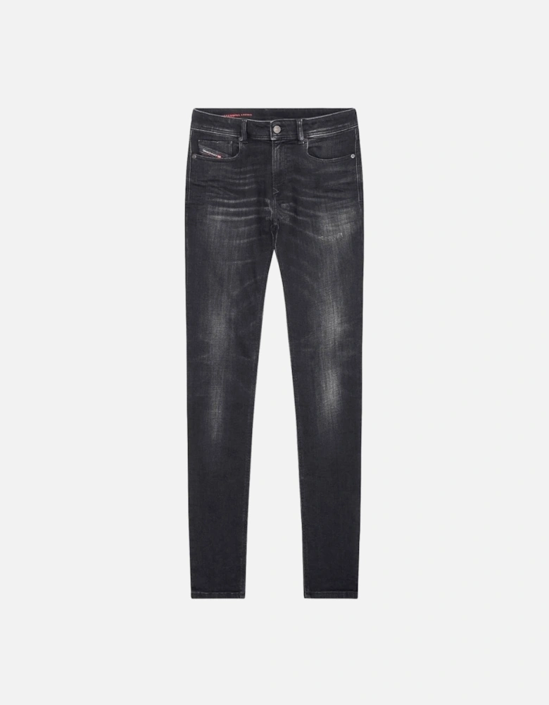 Sleenker Destroyed Reinforced Denim Black Skinny Jeans