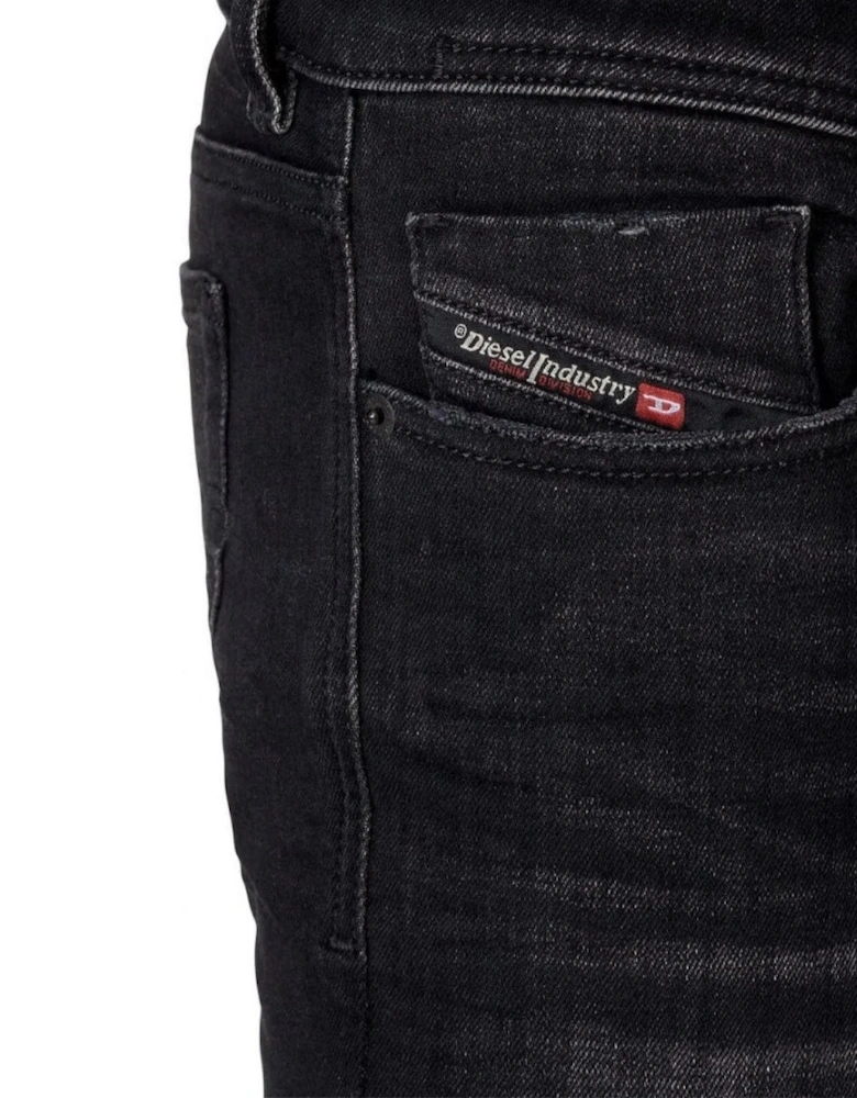 Sleenker Destroyed Reinforced Denim Black Skinny Jeans