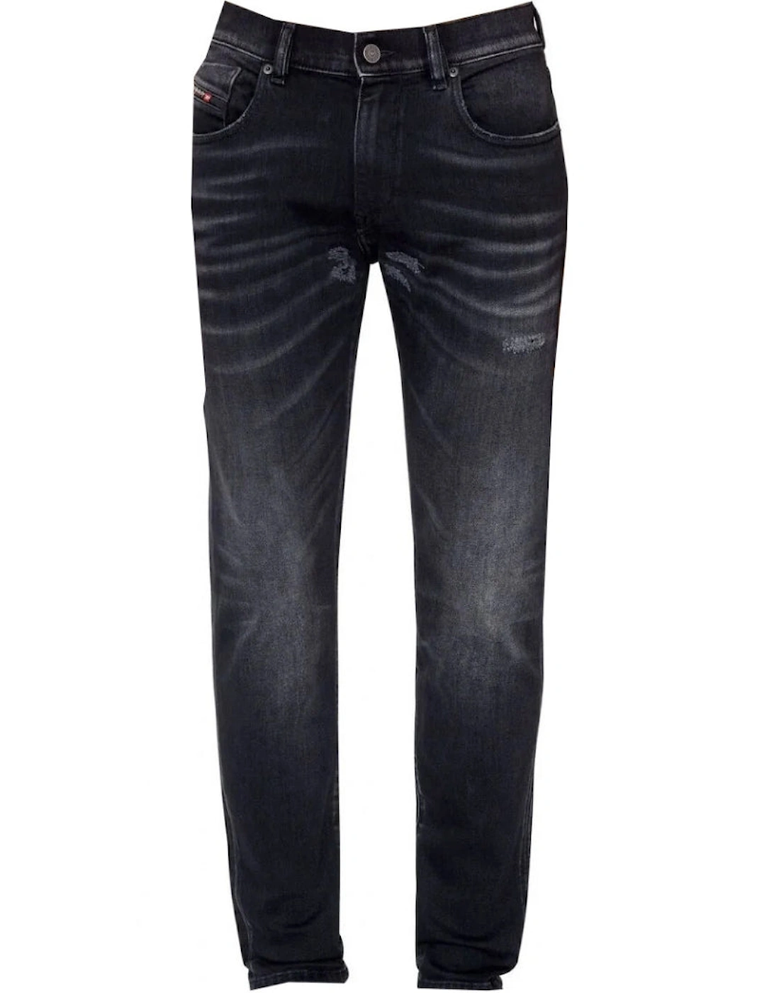 Men's Diesel D-Strukt Black Destroyed Reinforced Denim Jeans - Size: 33/32