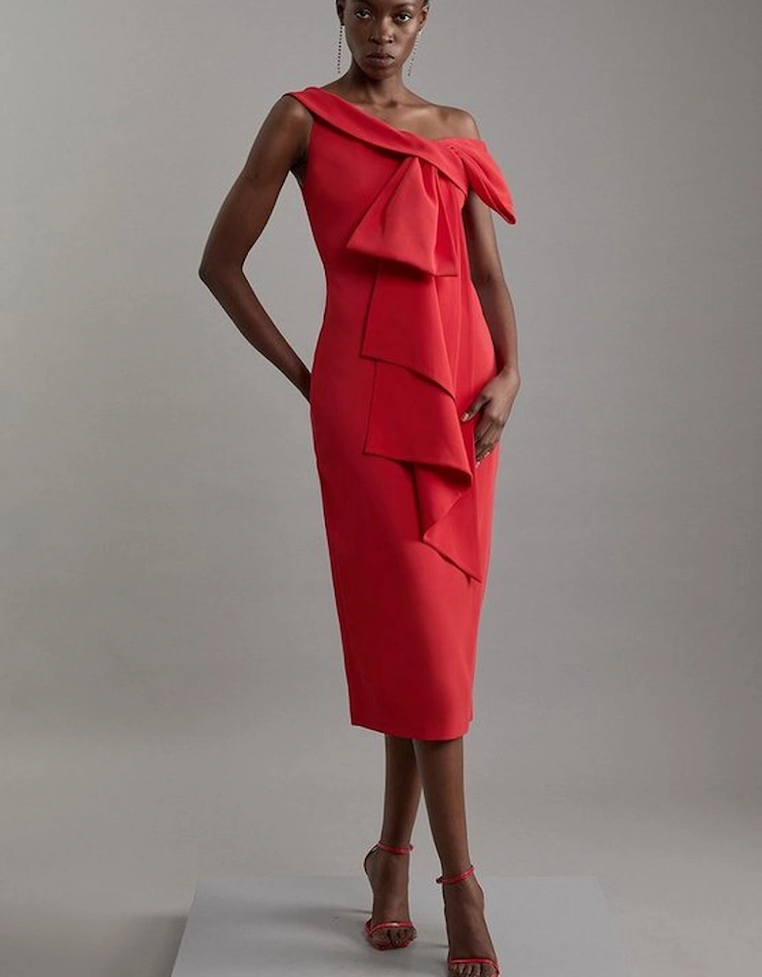 Archive Collection - Petite Bow Detail Asymmetric Off The Shoulder Midaxi Dress, 5 of 4