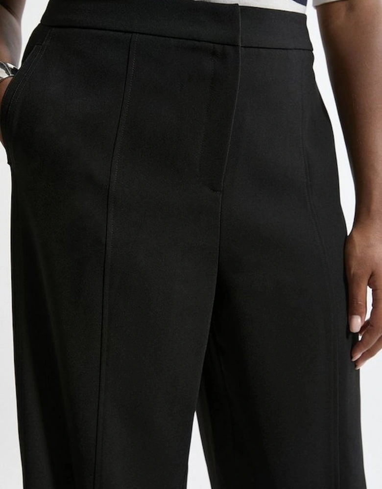 Plus Size Tailored Crepe Seam Detail Straight Leg Trousers