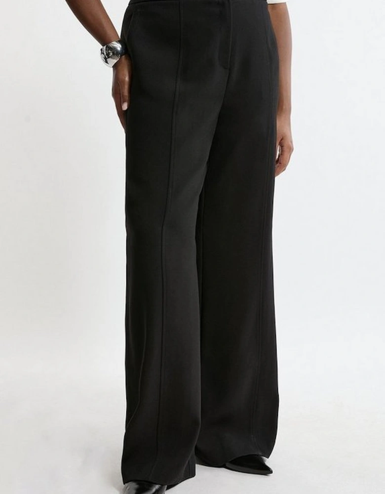 Plus Size Tailored Crepe Seam Detail Straight Leg Trousers