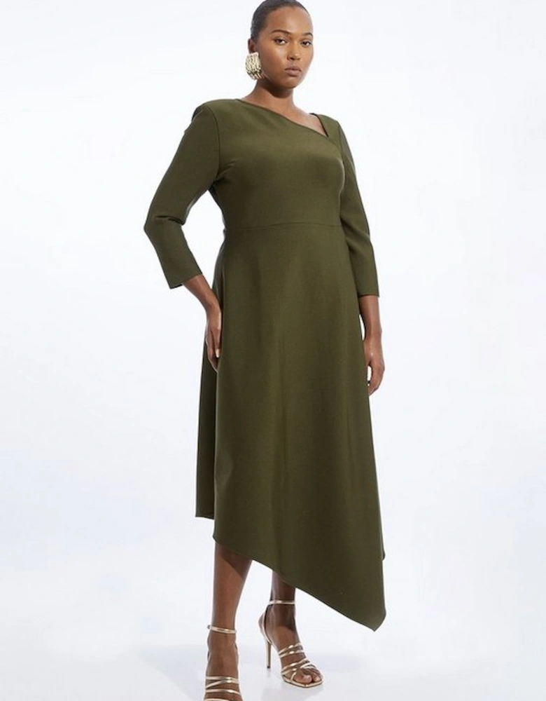 Plus Size Figure Form Bandage Asymmetric Knit Maxi Dress