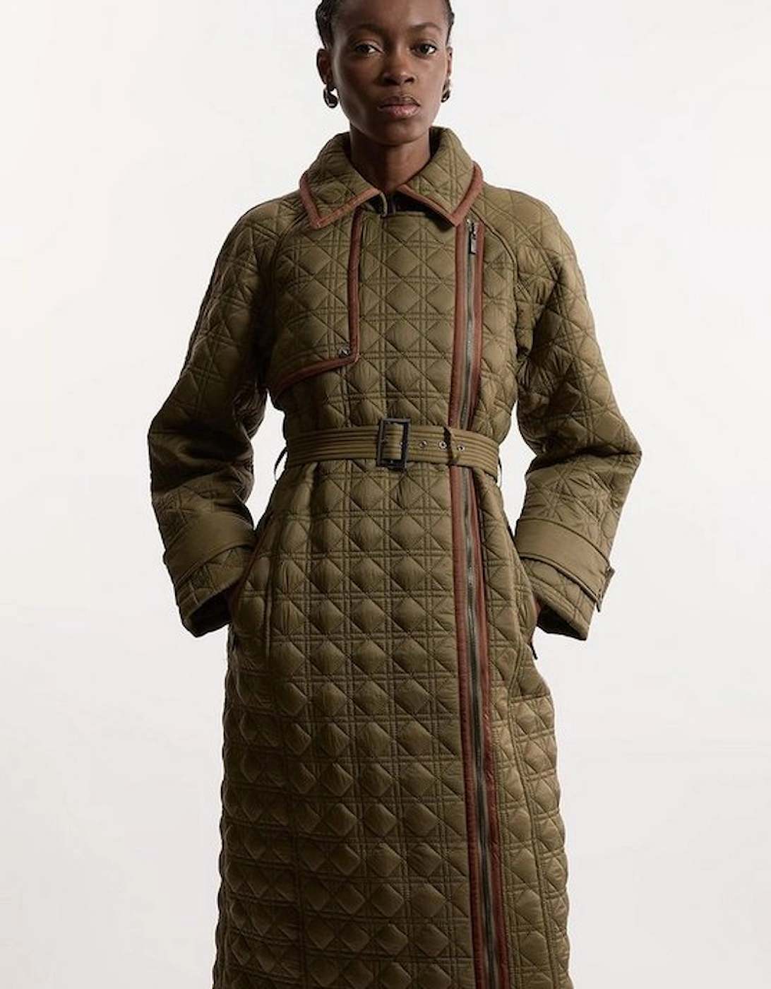 Quilted Belted Longline Trench Coat, 5 of 4