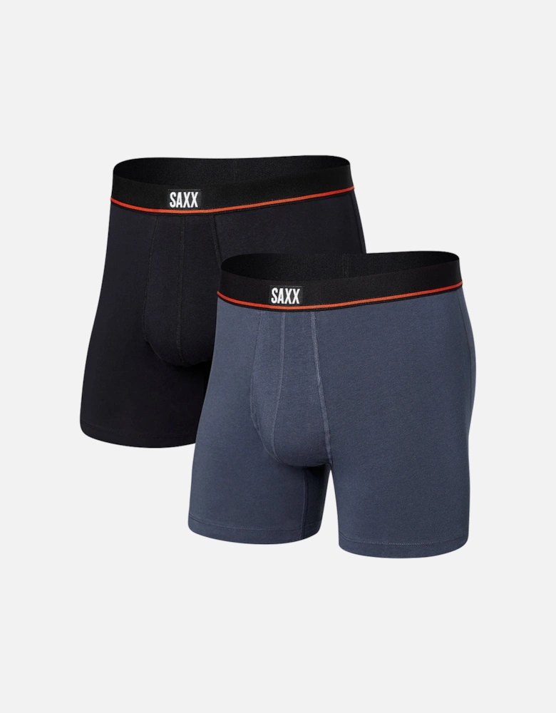 2-Pack Non-Stop Stretch Cotton Boxer Briefs, Navy/Black