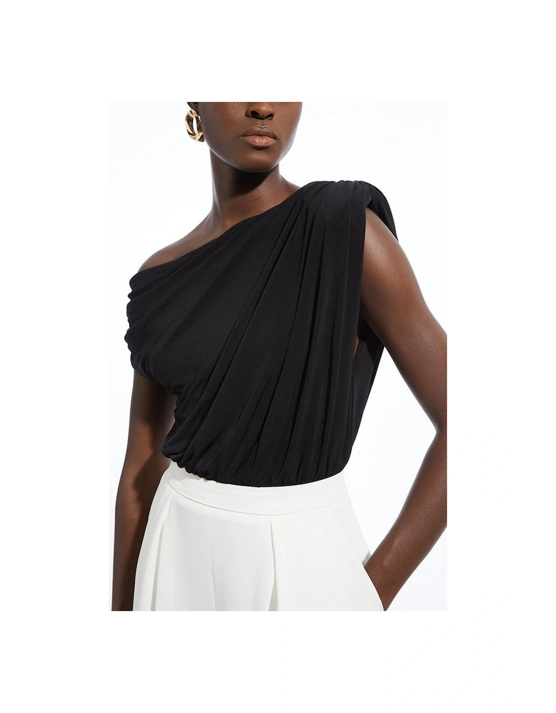 Jersey Crepe Asymmetric Bodysuit