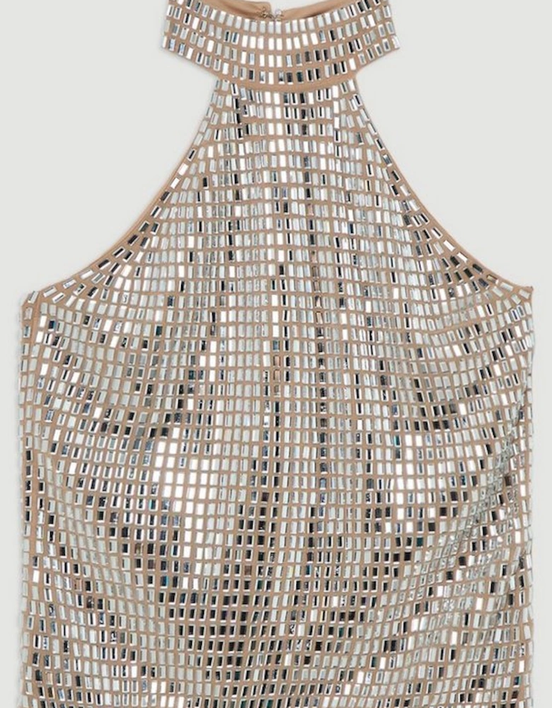 Premium Crystal Embellished Jersey Halter Top