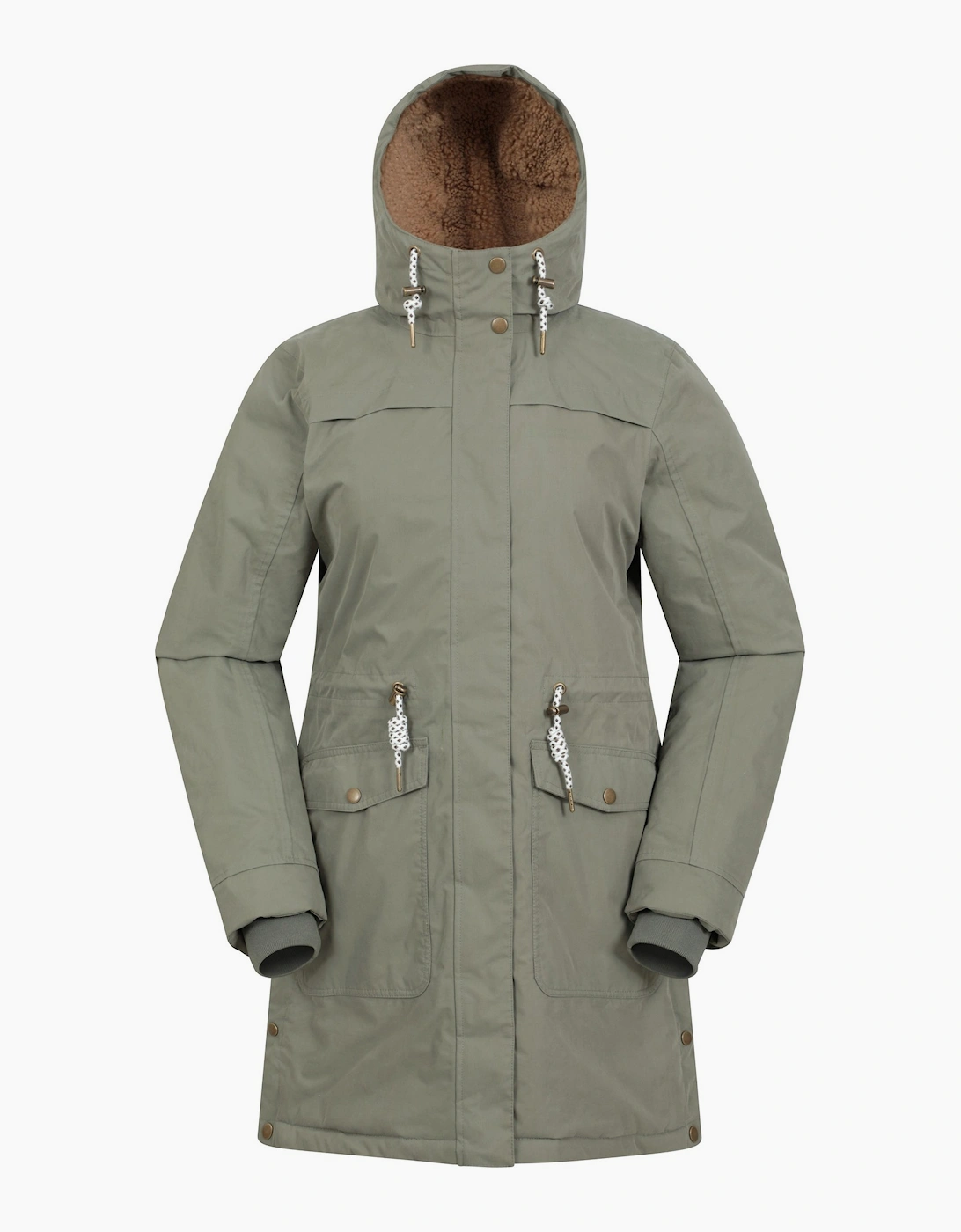 Mountain Warehouse Women's Green / Acorn Waterproof Borg Lined Padded Parka - Size 20