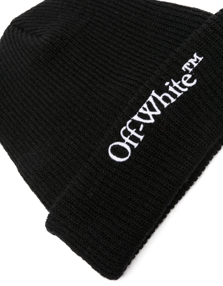 Wool Embroidered Bookish Logo Beanie Black
