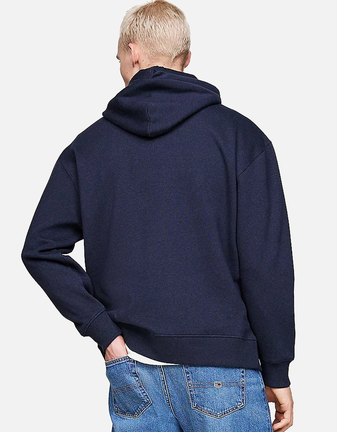 Flag Badge Relaxed Hoodie Dark Night Navy Melange