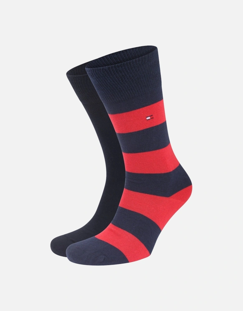 Two Pack Knitted Rugby Socks Navy Tommy Original