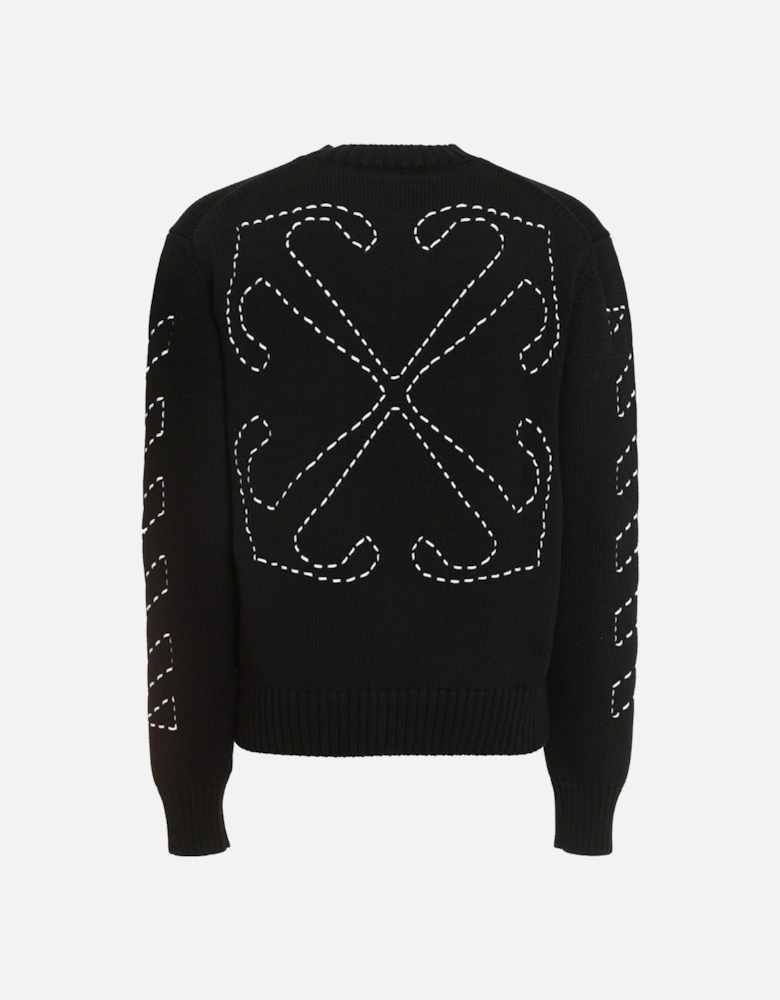 STITCH ARROWS KNIT SWEATER BLACK