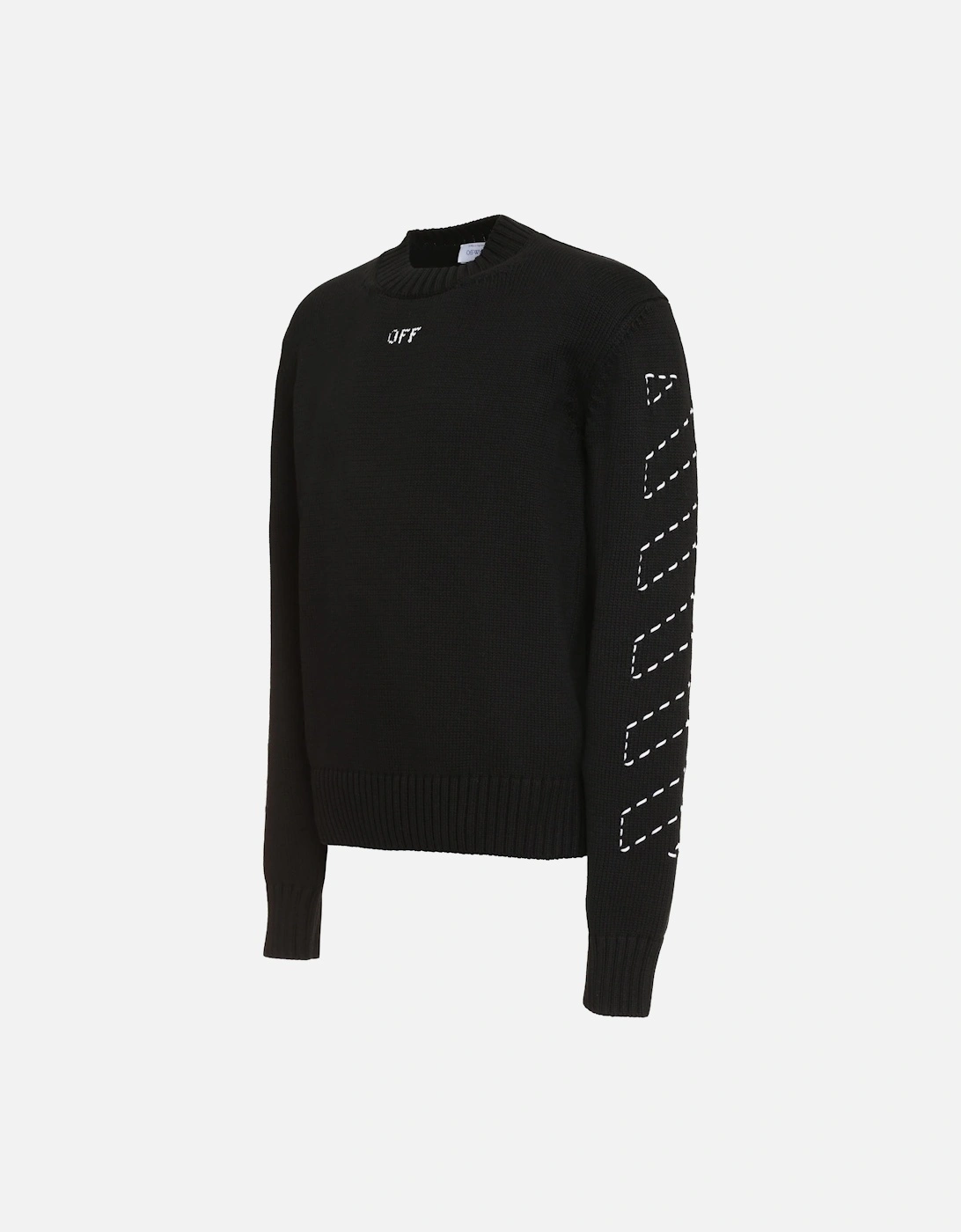 STITCH ARROWS KNIT SWEATER BLACK