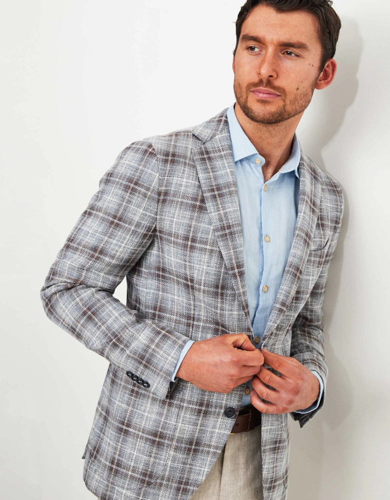 Linen Blend Loud Check Jacket