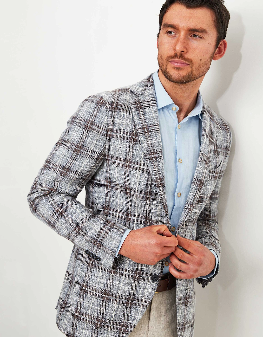 Linen Blend Loud Check Jacket