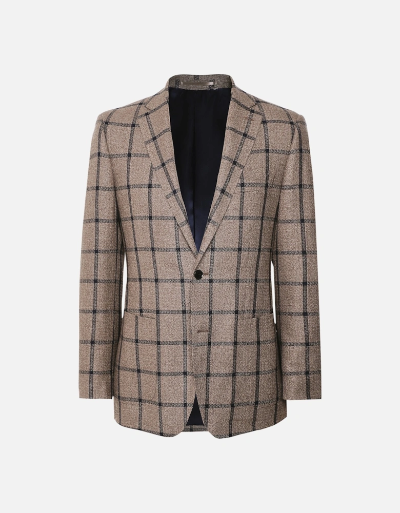 Linen Silk Windowpane Check Jacket