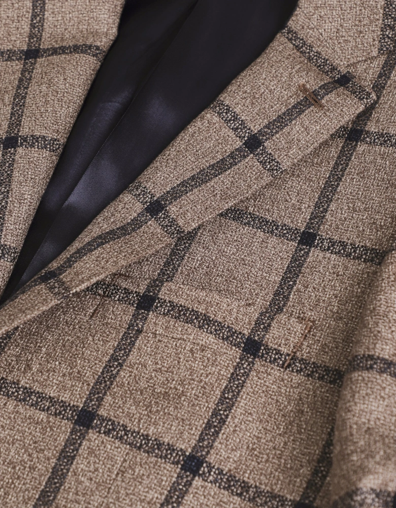 Linen Silk Windowpane Check Jacket