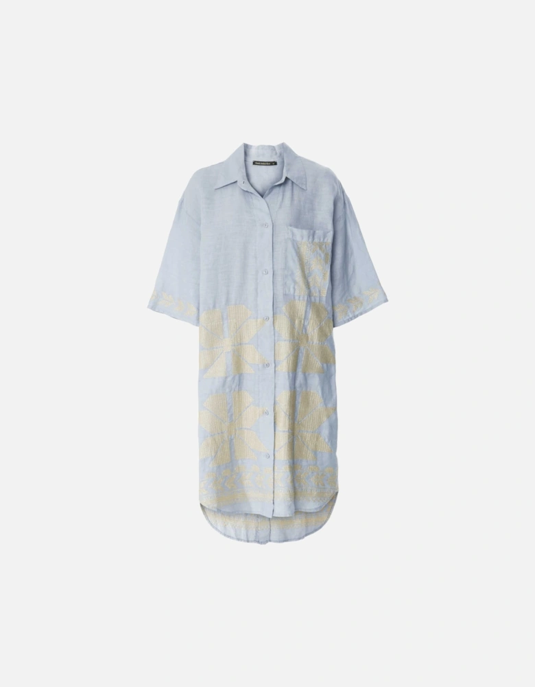 Linen Embroidered Shirt Dress