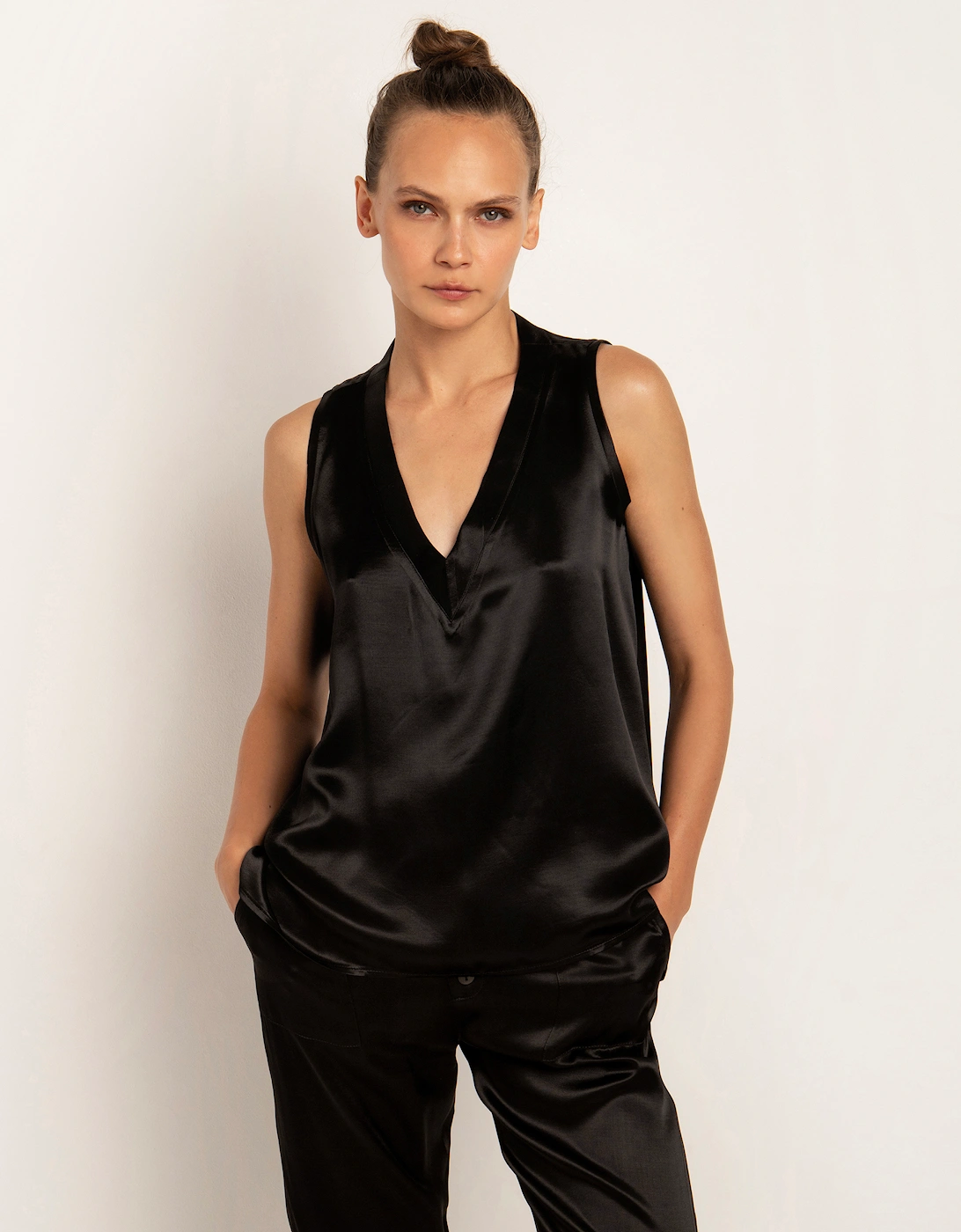 V-Neck Satin Vest