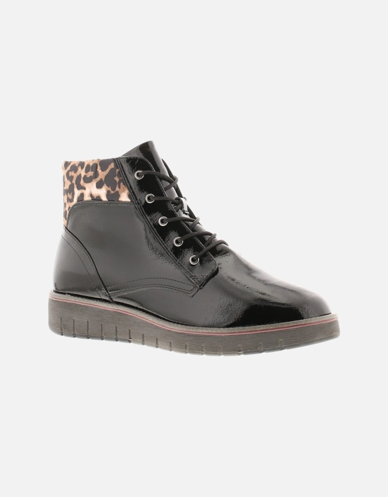 Marco Tozzi Womens Boots Ankle Mollie Lace Up  black patent UK Size