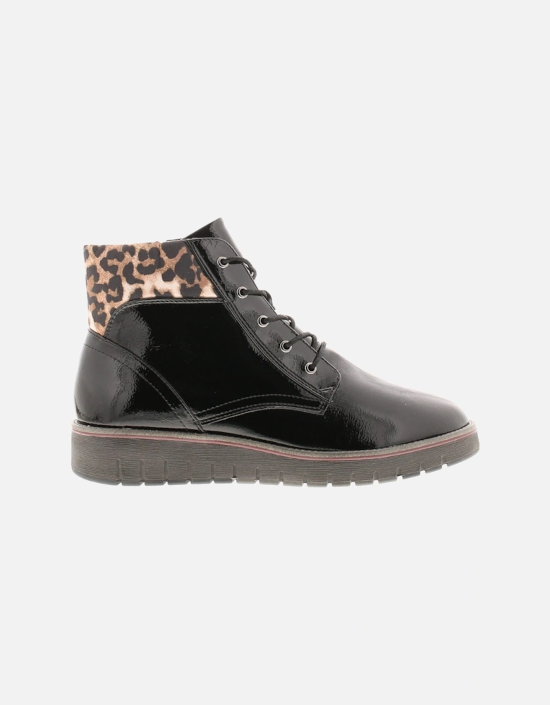 Marco Tozzi Womens Boots Ankle Mollie Lace Up  black patent UK Size