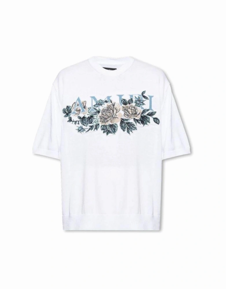 FLORAL LOGO KNITTED TEE WHITE