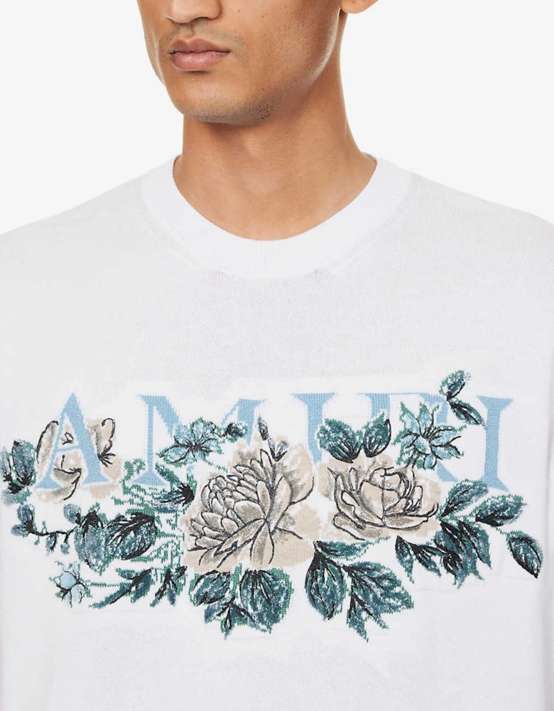 FLORAL LOGO KNITTED TEE WHITE