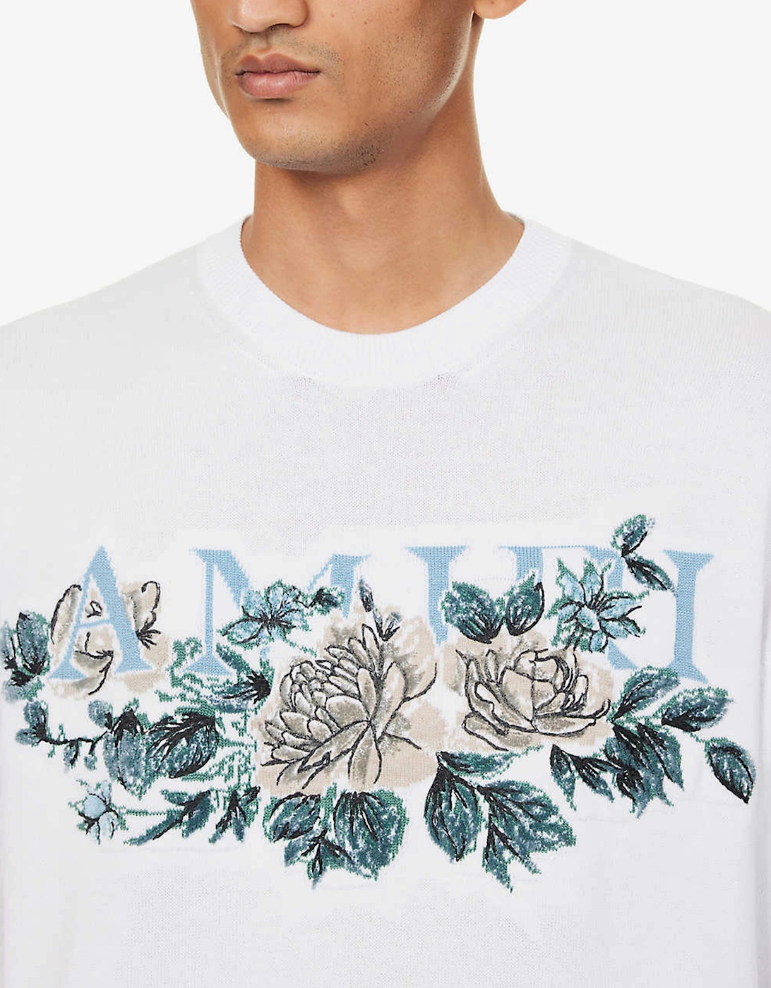 FLORAL LOGO KNITTED TEE WHITE