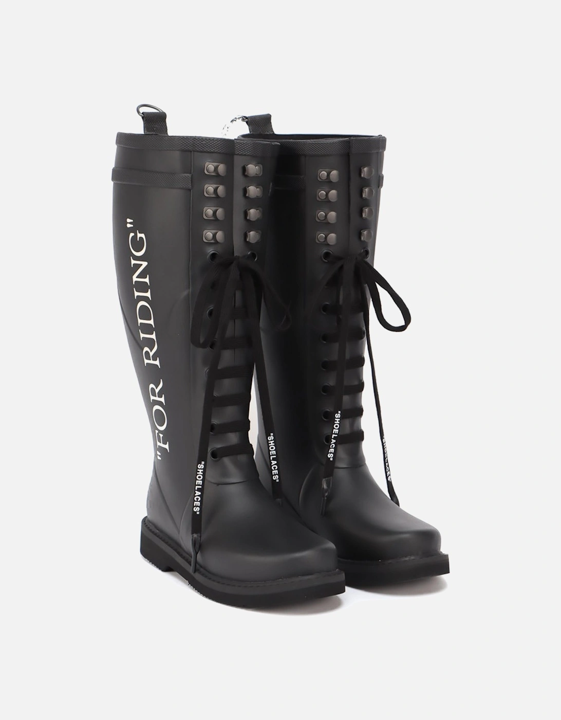 SLOGAN PRINT RUBBER BOOTS BLACK