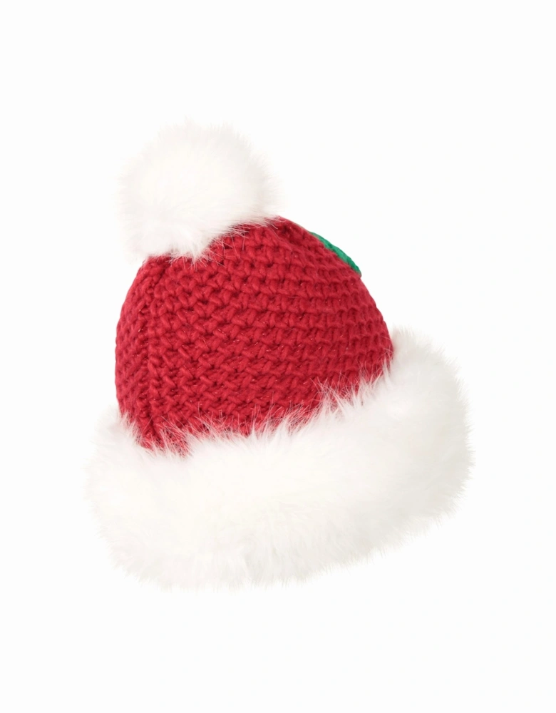 Womens/Ladies Mrs Claus Pom Pom Christmas Beanie
