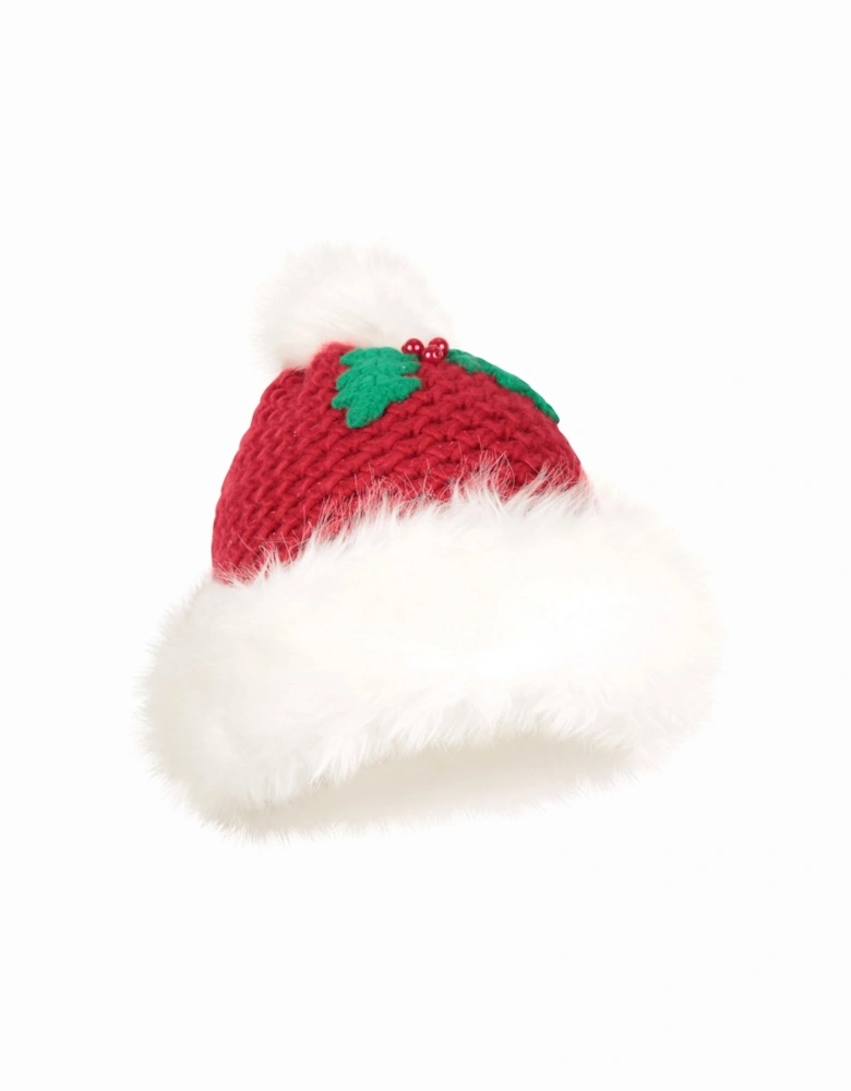 Womens/Ladies Mrs Claus Pom Pom Christmas Beanie
