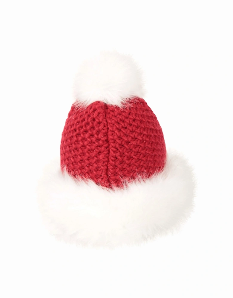 Womens/Ladies Mrs Claus Pom Pom Christmas Beanie