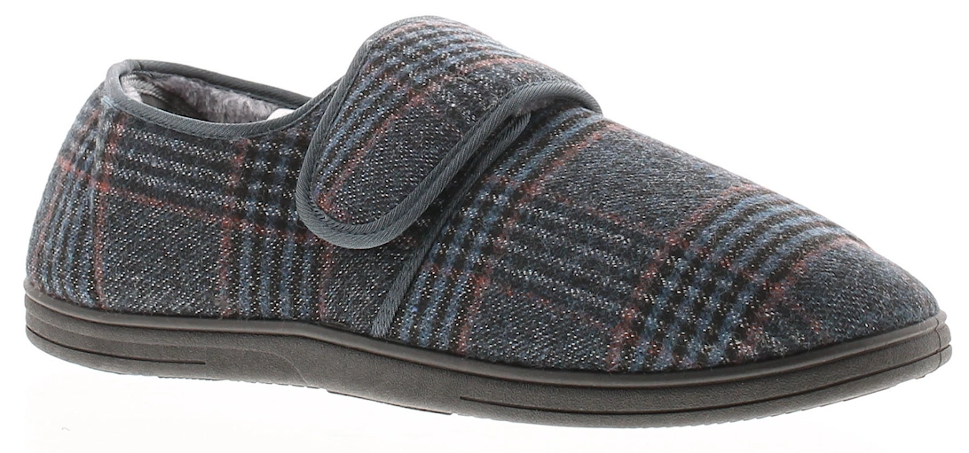 Mens Slippers Touch Fastening David navy UK Size, 6 of 5