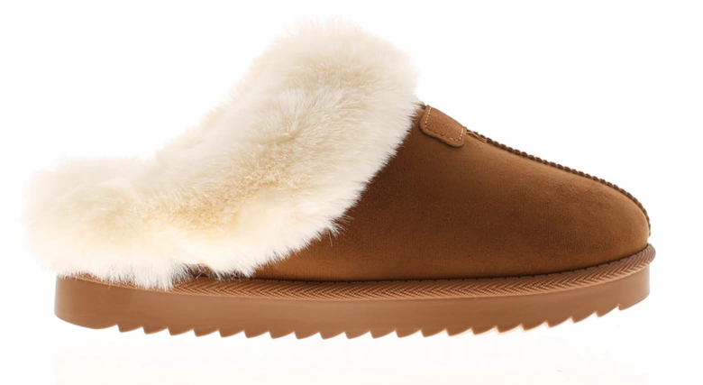 Womens Mule Slippers Faux Fur Lined Woody tan UK Size