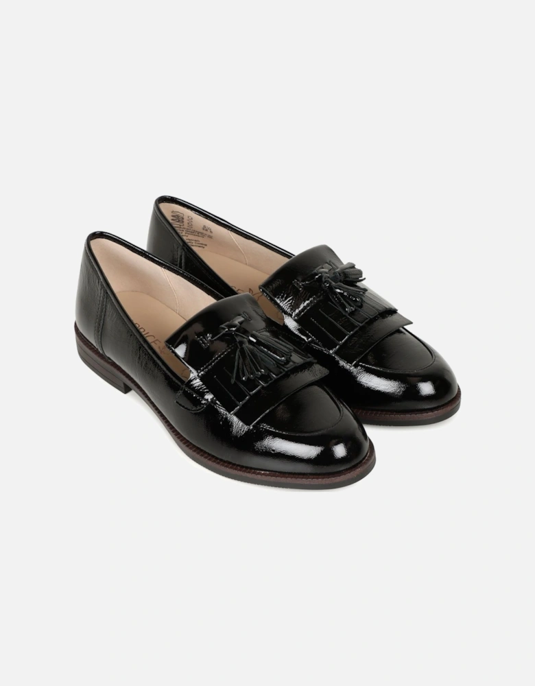 Cait Womens Leather Fringe Tassel Loafer Flats