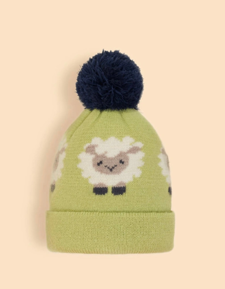 Kids Knitted Hat - Sheep in Sage